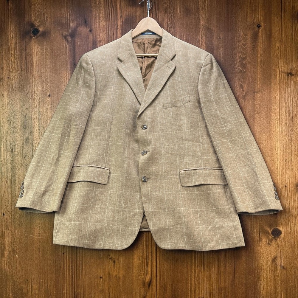 Vintage Polo Ralph Lauren University Club Silk Wool Linen Blazers Windowpane 48R